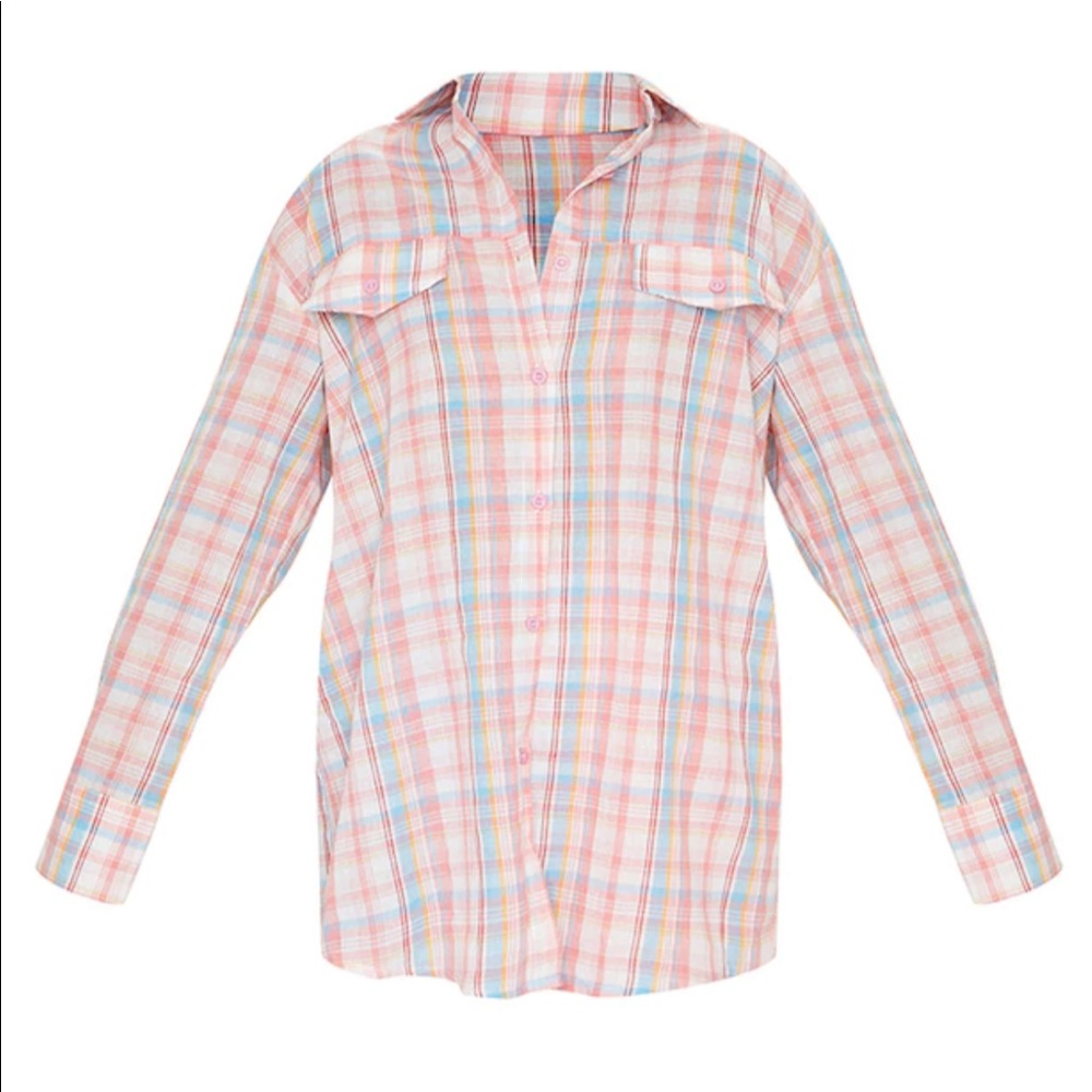 Baby pink Checked oversized shirt